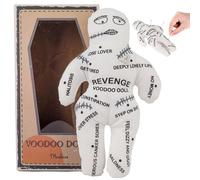 Voodoo Dolls 8.5x5.1'' White Polyester Cotton Scary Doll with Uneasy Printings Creepy Doll Revenge Negtive Horror Dolls for Emotional Release Voodoo Dolls