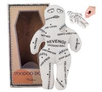 Voodoo Dolls 8.5x5.1'' White Polyester Cotton Scary Doll with Uneasy Printings Creepy Doll Revenge Negtive Horror Dolls for Emotional Release Creepy Haunted Horror
