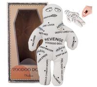 Voodoo Dolls 8.5x5.1'' White Polyester Cotton Scary Doll with Uneasy Printings Creepy Doll Revenge Negtive Horror Dolls for Emotional Release