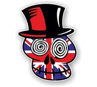 Voodoo Skull Gothic Horror Biker Design With Union Jack British Flag motif Vinyl Car Sticker Decal 110x85mm
