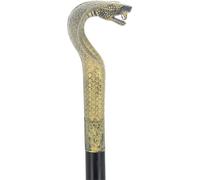 Voodoo Snake Head Cane 111cm Gold Cobra Halloween Witch Doctor Fancy Dress