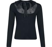 Voodoo Vixen Bat Collar Web Lace Top Long-sleeve Shirt black XS