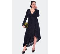Voodoo Vixen Devore Long Sleeve Wrap Dress Midi Dress black S