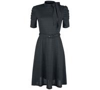 Voodoo Vixen Posie Black Polka Dot Tie-neck Dress Midi Dress black L