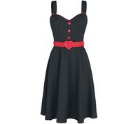 Voodoo Vixen Queen Heart Button Flare Dress Midi Dress black red 4XL
