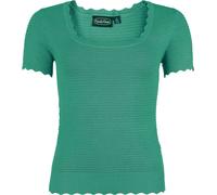 Voodoo Vixen Scalloped-Edge Scoop-Neck Top T-Shirt blue XXL