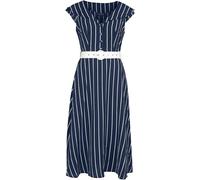 Voodoo Vixen Striped wide collar midi flare dress Midi Dress blue white S