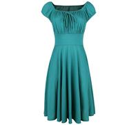 Voodoo Vixen Tessy Green Gathered Dress Midi Dress petrol S