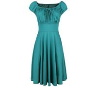 Voodoo Vixen Tessy Green Gathered Dress Midi Dress petrol XS