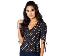 VOODOO VIXEN Women's Alice Black Polka Dot Peplum Blouse_XL