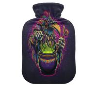 Voodoo Witch Crow hot-Water Bottle with Soft Cover, 2L hot compresses for The Body for Neck Shoulder Warmer,Neck Shoulder Warmer,compresas calientes para el vientre