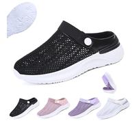 VOODUE Women's Orthopedic Hollow-Out Summer Sandals, Women Breathable Mesh Arch Support Beach Slippers, Mesh Lightweight Slip On Casual Orthopedic Sandals For Indoor Outdoor(Black,37 EU)