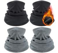 voofly Pack of 2 Tube Scarves Men's Winter Neck Warmer Multifunctional Scarf Women's Fleece Windproof for Ski Cycling, 4-piece grey, One Size
