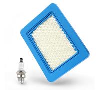 VooGenzek 1 PC Lawn Mower Air Filter and 1 PC Spark Plug L7T, Lawnmower Spark Plug, 491588S Air Filter Cartridge, Compatible with Briggs and Stratton 491588 491588S 4915885 399959 PT15853