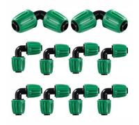 VooGenzek 10 PCS 16mm Drip Irrigation Fittings, Irrigation Elbow Adapter, Lock Barbed Connector, Barbed Locking Fitting, Irrigation Pipe Connectors, for Garden Irrigation Systems, Green