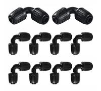 VooGenzek 10 PCS 16mm Drip Irrigation Fittings, Irrigation Elbow Adapter, Lock Barbed Connector, Barbed Locking Fitting, Irrigation Pipe Connectors, for Garden Irrigation Systems, Black