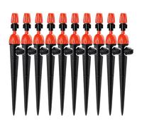 VooGenzek 10 PCS Adjustable Drip Emitters Water Irrigation Drippers Kit, 2 In 1 Atomizer & 8-hole Dripper, 360 Degree Water Flow, Black and Orange Plastic, 4/7 mm Tubing Size