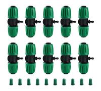VooGenzek 10 PCS Barbed Tee Connector for Drip Irrigation, 3-Way Anti-Drop 13/16 mm to 4/7 mm Irrigation Tube Fitting, Barbed Tee Irrigation Tube for Lawn, Farm, Garden, Green