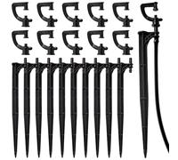 VooGenzek 10 PCS G Type Micro Nozzle and 10 PCS Irrigation Drip Support Stakes, 360 Degree Sprinkler Nozzle, Refraction Misting Nozzle, Rotating Micro Sprinkler, Refraction Spray Nozzle, for Farm