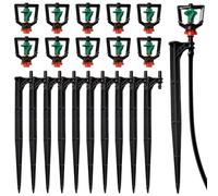 VooGenzek 10 PCS Micro Nozzle and 10 PCS Irrigation Drip Support Stakes, 360 Degree Rotating Sprinkler Nozzle, Rotating Micro Sprinkler, Refraction Spray Nozzle, for Farm