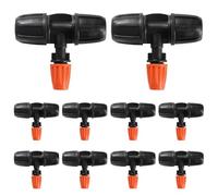VooGenzek 10 PCS Three-Way Atomizing Nozzle for 8/12 mm Drip Tubing, Adjustable Micro Spray Irrigation Emitters with Anti-Leak Locked Barbed Irrigation Fittings, for Lawn, Farm, Garden