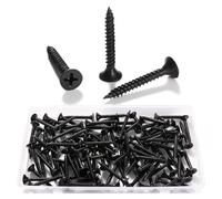 VooGenzek 100 PCS M3.5 * 30 mm Coarse Thread Point Drywall Screws, Phillips Countersunk, Plasterboard Wood Screw, for Plasterboard, Drywall and Wood, Black