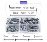 VooGenzek 110 PCS M3.5 Coarse Thread Point Drywall Screws Kit, Phillips Countersunk Drywall Screws, Plasterboard Wood Screw, for Plasterboard and Wood, Silver