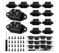 VooGenzek 12 PCS AC 250V 10A IEC320 C14 Panel Mount Plug Adapter, 3P Terminals Male Plug Power Socket Straight