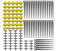 VooGenzek 120 PCS 1/4 Inch Automatic Drip Irrigation Kit, 40 Adjustable Micro Dripper + 40 Tee-Connector + 40 Drip Support Stake for 4/7mm Hose Watering System, for Garden, Lawn, Greenhouse, Yellow