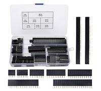 VooGenzek 120 PCS 2.54mm Breakaway PCB Board Pin Header Connector Strip Assortment Kit, Female Pin Header Socket Connector Strip, for Arduino Stackable Shield (4/6/8/10/12/16/20/40 Pin)