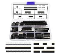 VooGenzek 130 PCS 2.54mm Breakaway PCB Board Pin Header Connector Strip Assortment Kit, Male and Female Pin Header Socket Connector Strip, for Arduino Stackable Shield (4/6/8/10/12/16/20/40 Pin)
