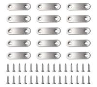 VooGenzek 15 PCS 46x16x2 mm Flat Straight Brace Bracket, Stainless Steel Flat Plate Brackets, Mending Joining Plates, Repair Straight Brace Flat Corner, with 30 PCS Screws, for Furniture Wood