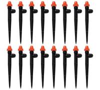 VooGenzek 16 PCS Adjustable Irrigation Drippers Sprinkler for 4/7 mm Garden Hose Irrigation System, Micro Stake Emitter Dripper with Barbed Connector, Water Flow Stake Emitter, Orange