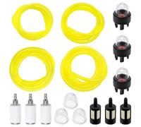 VooGenzek 16 PCS Fuel Line Mower Fitting Kit, 4 x 1m Fuel Hose, Petrol Filter, Filter Primer Bulb, for Mower Strimmer Chainsaw Trimmer Blower Garden Machine Fitting