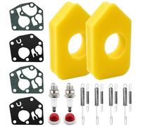 VooGenzek 16 PCS Lawn Mower Service Kit, Spark Plug L7T, Primer Bulbs 694394, 698369 Foam Air Filter, Governor Springs 692211 691859, Carburettor Diaphragm Gasket 795083 495770