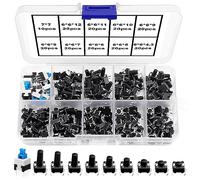 VooGenzek 190 PCS Micro Momentary Tactile Push Button Switch, (6×6 mm 7×7 mm) 10 Types of Button Switch Assortment Kit, for Fields of Electronic Products
