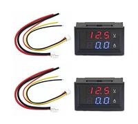 VooGenzek 2 PCS 0.28" LED Voltmeter Ammeter, Red and Blue Detector Voltage Current Meter Panel Amp Volt Gauge, DC 0-100V 10A for 12V / 24V Multimeter Amperage Meter Volt Amp Gauge Panel