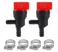 VooGenzek 2 PCS 1/4" 90 Degree Fuel Cut Off Valve, 6-8 mm Universal Plastic Shut Off, with 4 PCS Hose Clamps, for Garden Brush Cutter Accessory