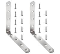 VooGenzek 2 PCS 125x125x20x3 mm L Brackets, Stainless Steel L Shaped Corner Braces, 90 Degree Right Angle Brackets Fastener, Corner Brackets, with 16 PCS Screws, for Furniture Desk Table Shelf