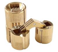 VooGenzek 2 PCS 18mm Brass Barrel Hinges, 180 Degree Opening Angle Barrel Hinges, Brass Hidden Concealed Hinge, for DIY Gift Boxes Jewelry Box