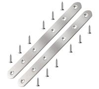 VooGenzek 2 PCS 195x20x3 mm Flat Straight Brace Bracket, Stainless Steel Flat Plate Brackets, Mending Joining Plates, Repair Straight Brace Flat Corner, with 12 PCS Screws, for Furniture Wood