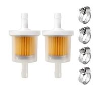 VooGenzek 2 PCS 6-8 mm Petrol Filter, Gas Inline Fuel Filters, Filtration Speed Quick Fuel Filter, Motorcycle Petrol Filters, with 4 PCS Hose Clamps, for Motorcycle, Scooter, Generator, Lawnmower