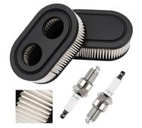 VooGenzek 2 PCS Air Filters and 2 PCS Spark Plug, Air Cleaner Cartridge Replacement for 593260 Walk-Behind Lawn Mower, Compatible with Briggs & Stratton Engines 798452