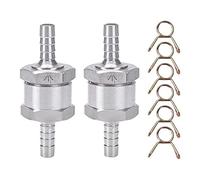 VooGenzek 2 PCS Aluminium Petrol 1-Way Valve, 6mm Diameter Hose with 6 PCS Spring Clip, Petrol Diesel Fuel Oil 1-Way Check, for Petrol Diesel Oil Water Chrome Car Auto Carburettor