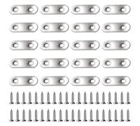 VooGenzek 20 PCS 36x16x2 mm Flat Straight Brace Bracket, Stainless Steel Flat Plate Brackets, Mending Joining Plates, Repair Straight Brace Flat Corner, with 40 PCS Screws, for Furniture Wood