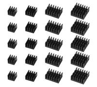 VooGenzek 20 PCS Aluminum Heatsink Cooling Fin Kit, Fin Heatsink Module, Heatsink with Heat-conducting, with Thermal Conductive Adhesive Tape, for Cooling Electronic Components, Black