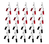 VooGenzek 20 PCS Metal Alligator Clips Electrical Test Clamps, Electrical Test Cable Crocodile Clips, for Laboratory Electric Testing Work, with Double Hand Red Black Plastic Hands