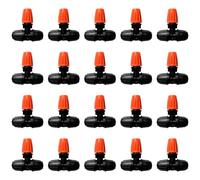 VooGenzek 20 PCS Three-Way Atomizing Nozzle for 4/7 mm Drip Tubing, Adjustable Micro Spray Irrigation Emitters, Barbed Tee Connector for Drip Irrigation, for Lawn, Garden, Farm, Orange