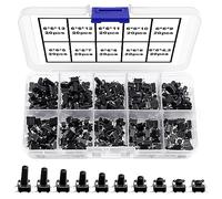 VooGenzek 200 PCS Micro Momentary Tactile Push Button Switch, 6×6mm 10 Types of Button Switch Assortment Kit, for Fields of Electronic Products, Black