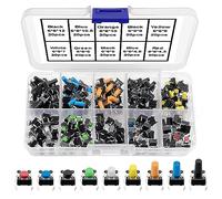 VooGenzek 200 PCS Micro Momentary Tactile Push Button Switch, 6×6mm 10 Types of Button Switch Assortment Kit, for Fields of Electronic Products (Multi-Coloured)